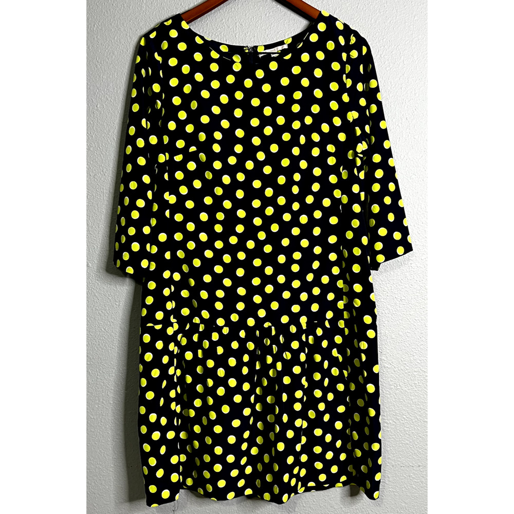 GAP Womens‎ Size 12 Tall Navy Blue & Yellow Large Polka Dot Drop Waist Pockets